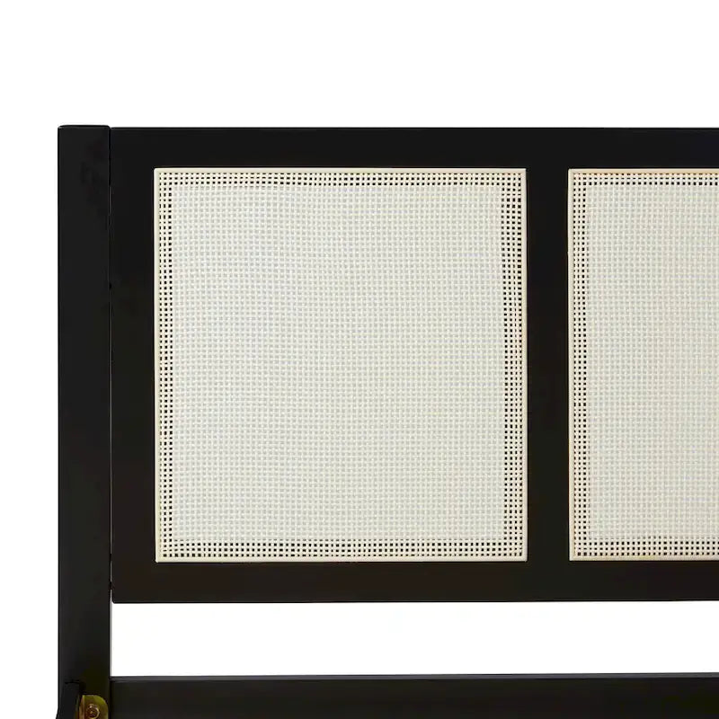 Boho Solid Wood Rattan Headboard King Bedframe