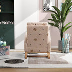 Modern Upholstered Rocker Armchair With Side Pocket, High Back Wooden Nursery Chair