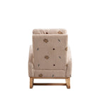 Modern Upholstered Rocker Armchair With Side Pocket, High Back Wooden Nursery Chair