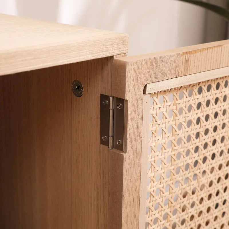 Boho TV Stand for 55 Inch TV, Entertainment Center with Adjustable Shelf