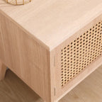 Boho TV Stand for 55 Inch TV, Entertainment Center with Adjustable Shelf