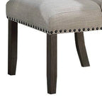 Alex Dining Side Chair Set of 2, Wingback, Nailhead Brown Wood, Beige