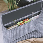 Shaped Corduroy Corner Couch with Armrest Storage