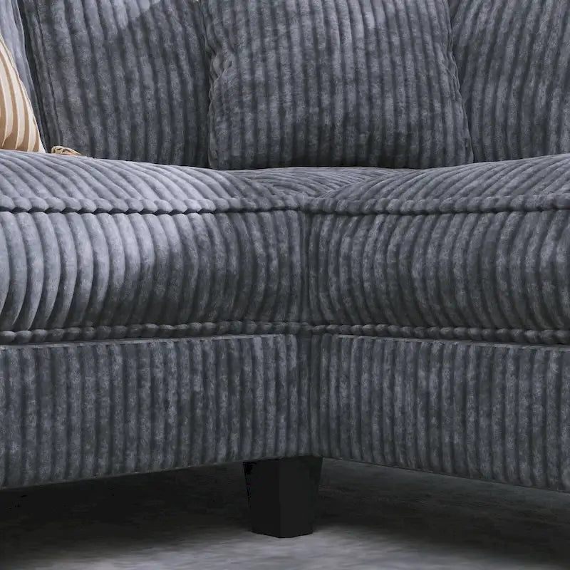 Shaped Corduroy Corner Couch with Armrest Storage