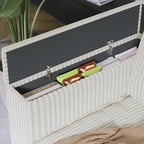 Shaped Corduroy Corner Couch with Armrest Storage