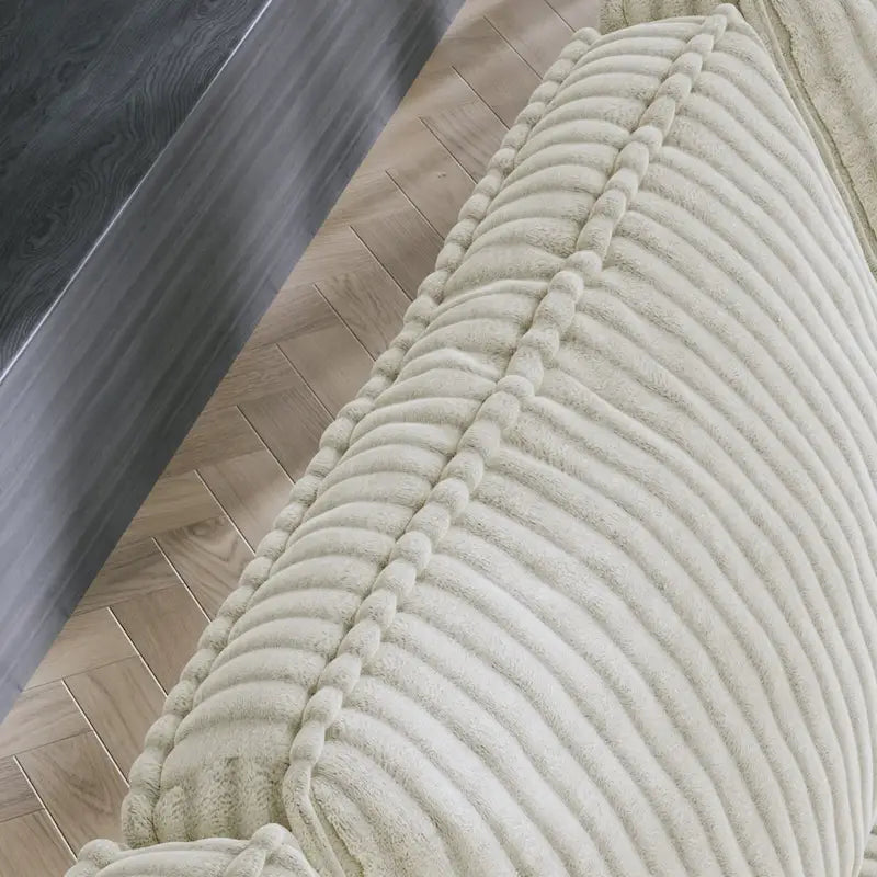 Shaped Corduroy Corner Couch with Armrest Storage