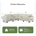 Shaped Corduroy Corner Couch with Armrest Storage