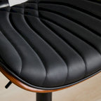 Modern Set of 2 Swivel Bar Stools with Leather Backrest Cushioned Seat Chrome-Plated Base Adjustable Height, for Kitchen Island