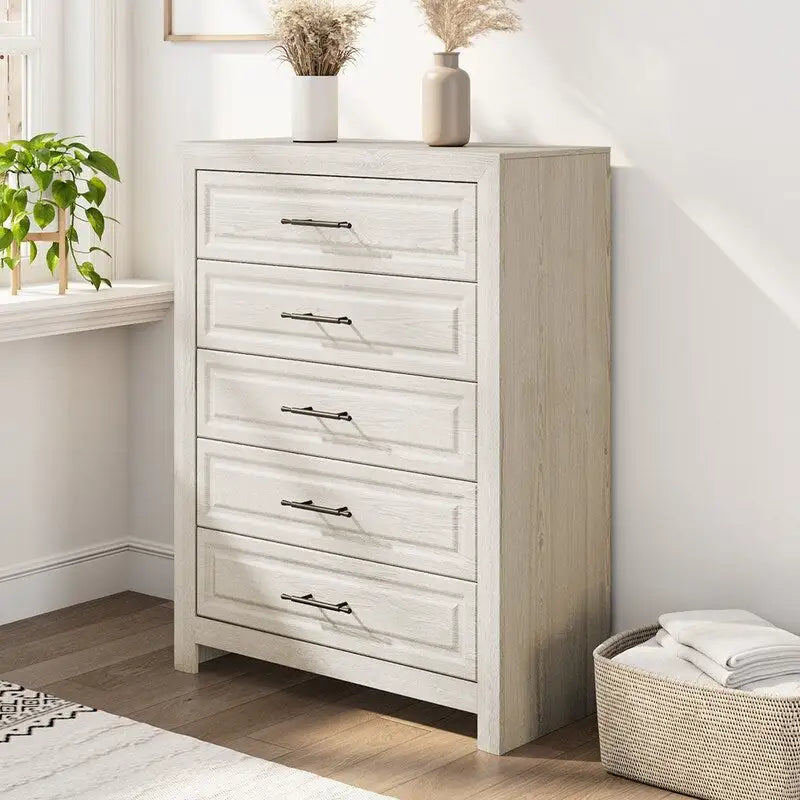 Elegant MDF 5-Drawer Dresser with Wood-Like Finish