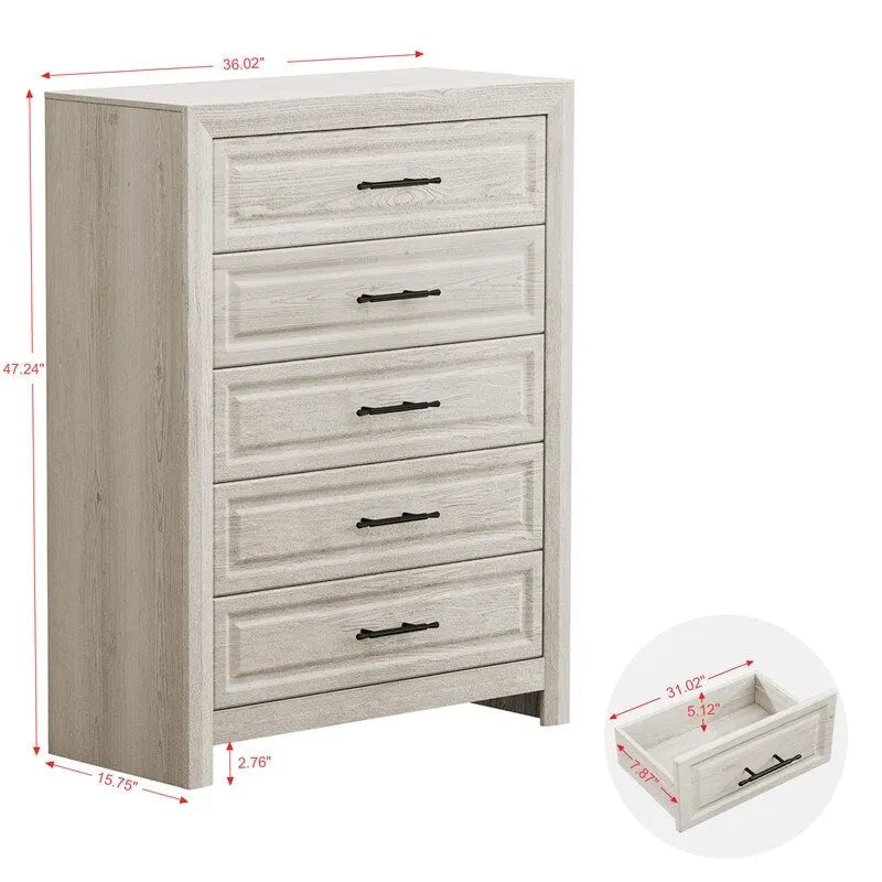 Elegant MDF 5-Drawer Dresser with Wood-Like Finish