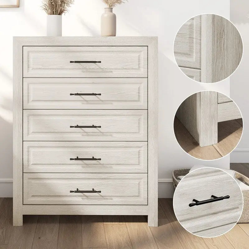 Elegant MDF 5-Drawer Dresser with Wood-Like Finish