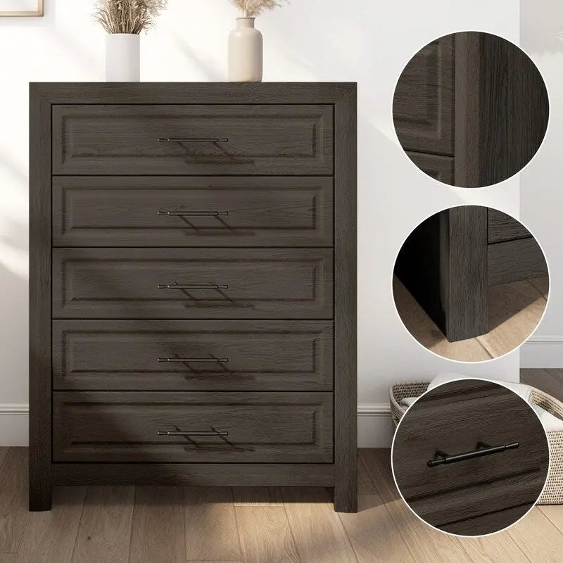 Elegant MDF 5-Drawer Dresser with Wood-Like Finish