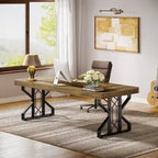 63-Inch Large Executive Office Desk, Rustic Brown Computer Desk