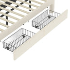 Queen Velvet Platform Bed with 2 Drawers, USB Port & Night Light