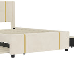 Queen Velvet Platform Bed with 2 Drawers, USB Port & Night Light