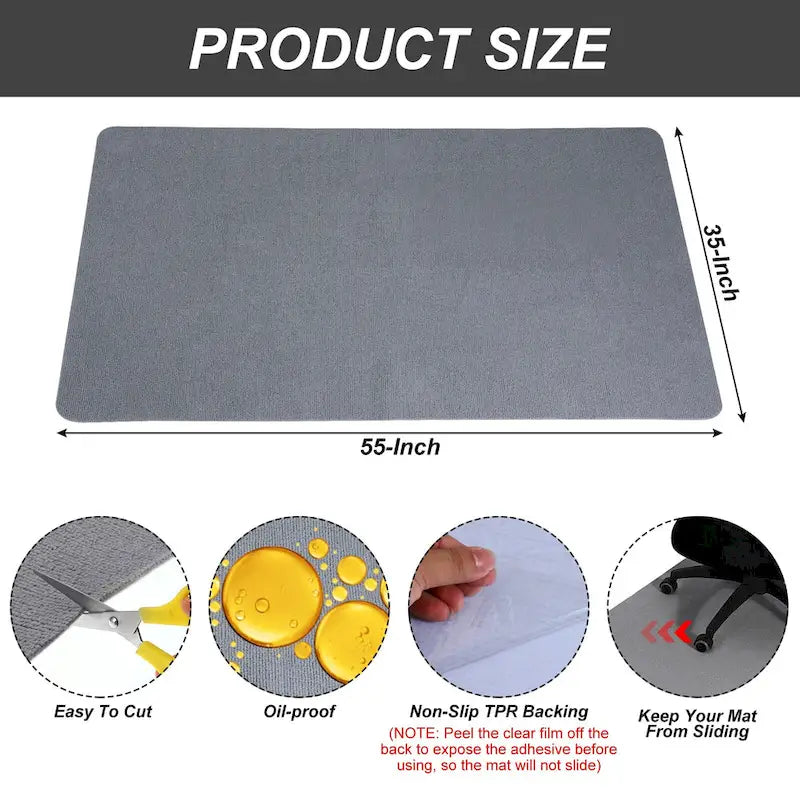 55 Inches x 35 Inches Office Chair Mat for Hardwood Floors