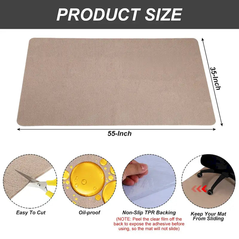 55 Inches x 35 Inches Office Chair Mat for Hardwood Floors