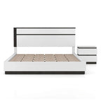 Furniture of America Conjira Modern 2-Piece White Wood Platform Bed and Nightstand Set