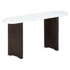 Entryway Console Table, Table with Oval Faux Marble Top for Entrance