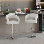 Rounded Mid-Back Barstools with Adjustable Height, Bar Stools(Set of 4)