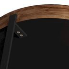 Modern Retro Stitching Round Coffee Table With Fir Wood Tabletop Black Cross Leg Base, for Living Room