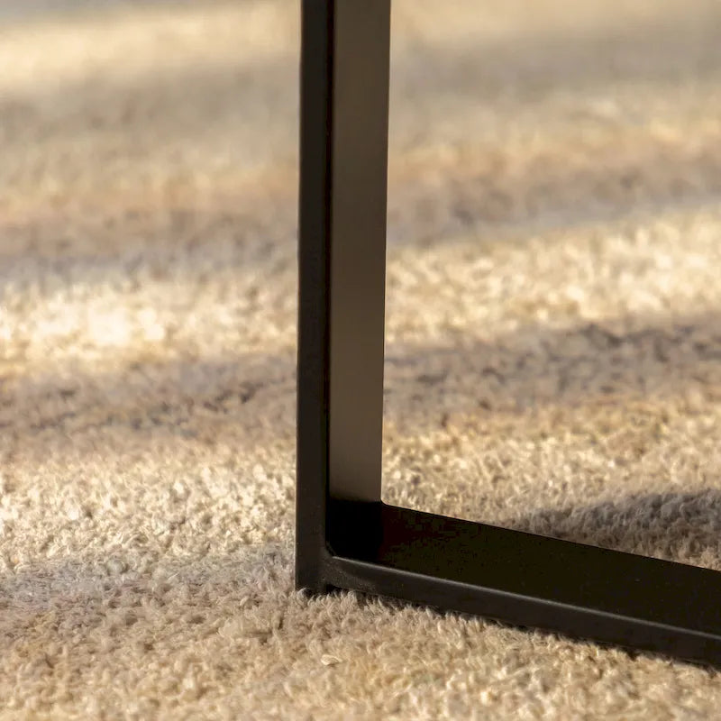 Modern Retro Stitching Round Coffee Table With Fir Wood Tabletop Black Cross Leg Base, for Living Room