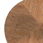 Modern Retro Stitching Round Coffee Table With Fir Wood Tabletop Black Cross Leg Base, for Living Room