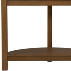 White Faux Marble Half Circle Console Table with Shelf and Wood Base - 41.75 L x 20 W x 30.25 H