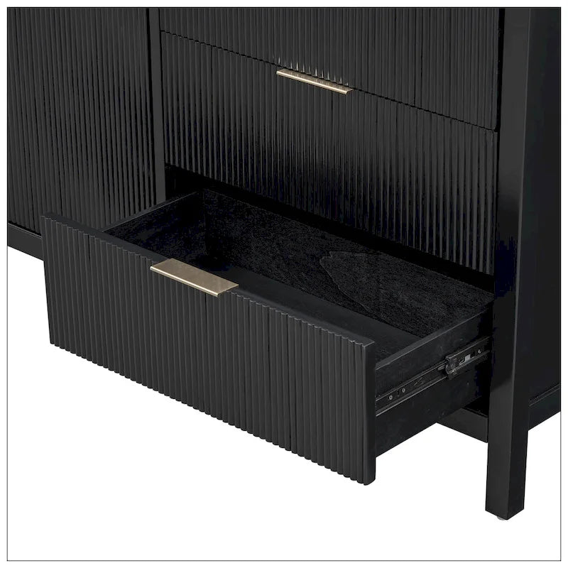 Minimalist Wave-Pattern Sideboard with Functional Storage