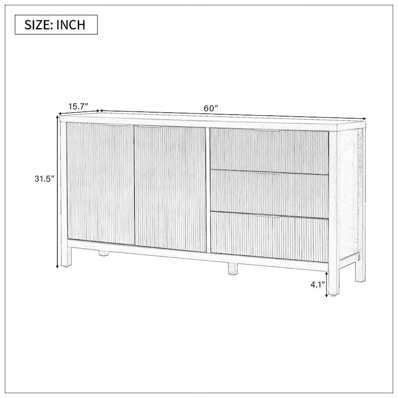 Minimalist Wave-Pattern Sideboard with Functional Storage