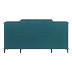 Teal Blue 62 TV Stand with Glass Doors & Shelves for Living Room