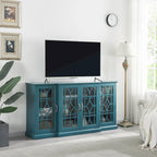 Teal Blue Modern 62 TV Stand with Large Top & 6 Shelves