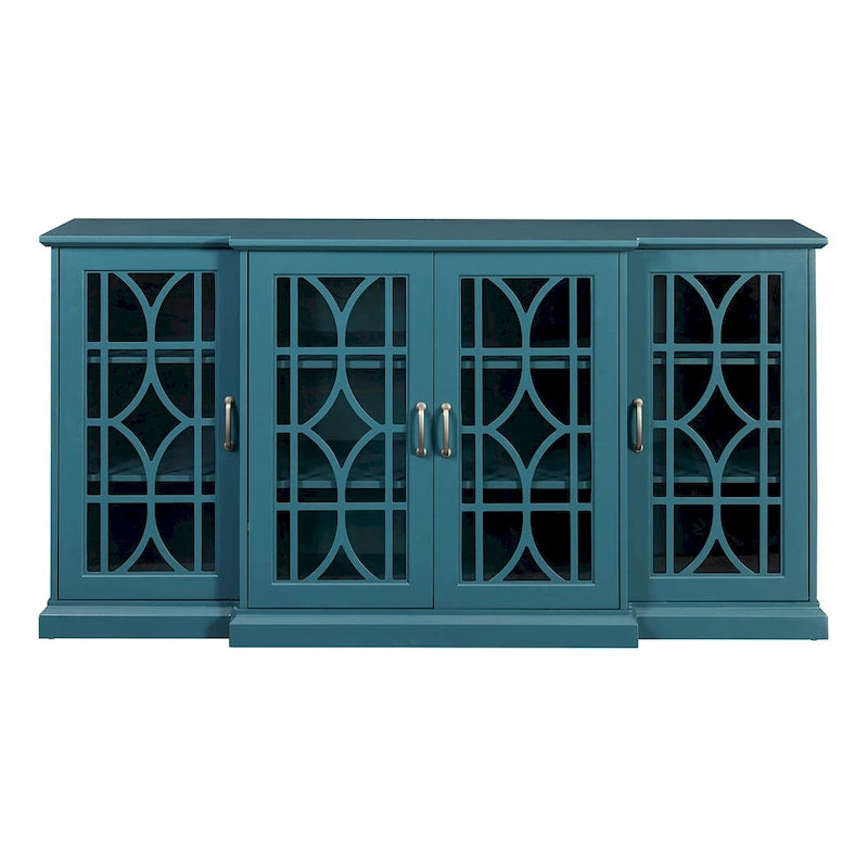 Teal Blue Modern 62 TV Stand with Large Top & 6 Shelves