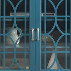 Teal Blue Modern 62 TV Stand with Large Top & 6 Shelves