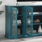 Teal Blue Modern 62 TV Stand with Large Top & 6 Shelves
