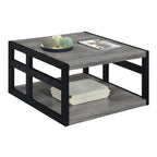 Square coffee table with shelves