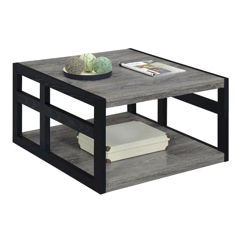 Square coffee table with shelves