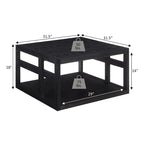 Square coffee table with shelves