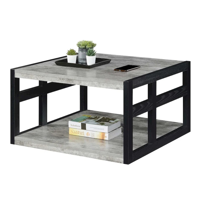 Square coffee table with shelves