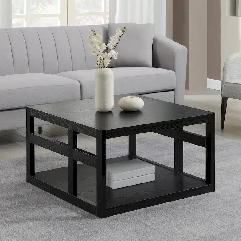 Square coffee table with shelves