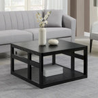 Square coffee table with shelves