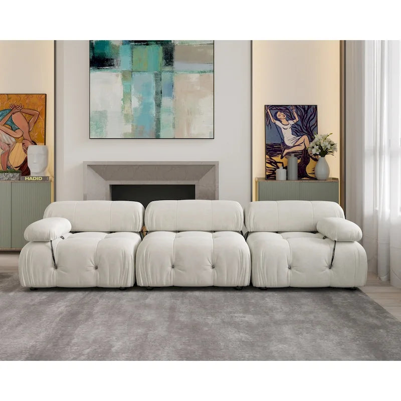 Convertible Sofa, Modern Velvet Sofa 3-Seater Couch for Living Room, Apartment