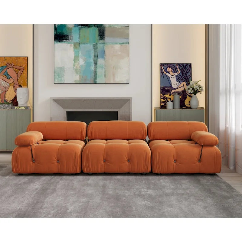 Convertible Sofa, Modern Velvet Sofa 3-Seater Couch for Living Room, Apartment