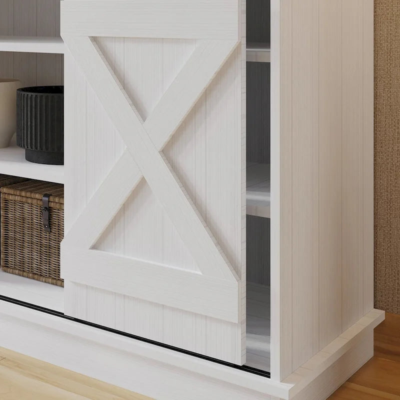 Vintage Style with X-shaped Metal Glides Doors Sideboard