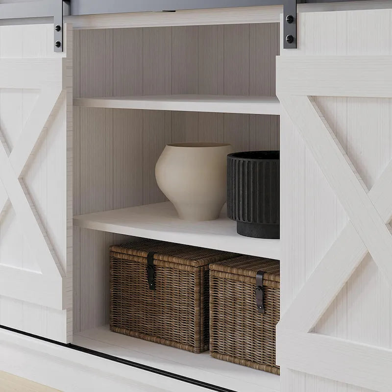 Vintage Style with X-shaped Metal Glides Doors Sideboard