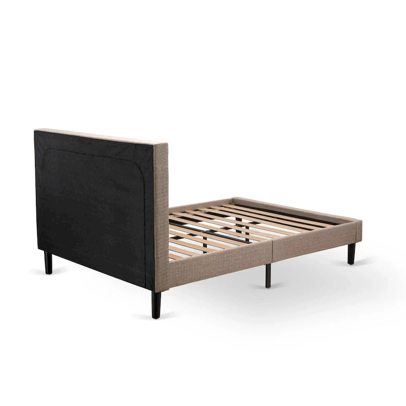 Platform Bed - Linen Fabric Bed - Headboard with Button Tufted Trim Design - (Size/Color options)