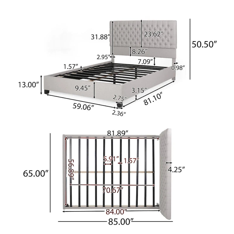 Kaelyn Upholstered Tufted Queen Bed