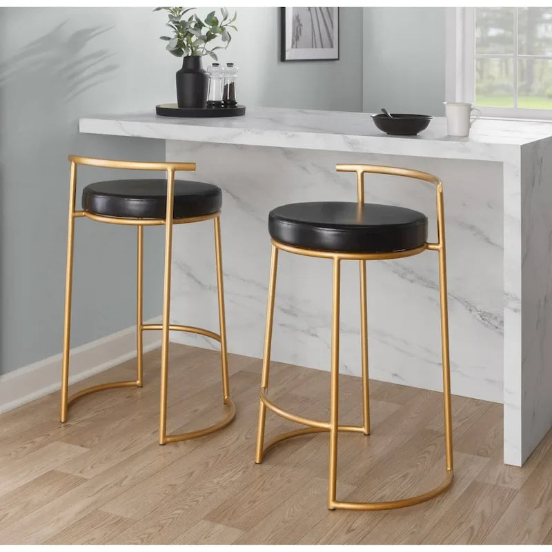 Silver Orchid Forrest Round Fixed-Height Counter Stool (Set of 2)