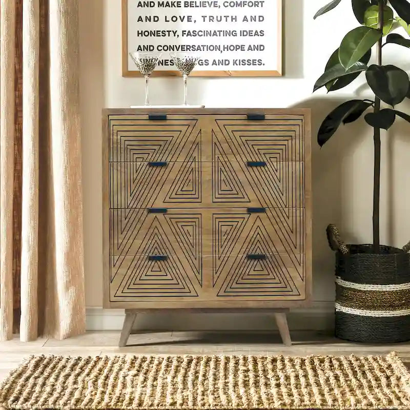 Bidi Mid-Century Modern 4-Drawer Mini Chest by Furniture of America