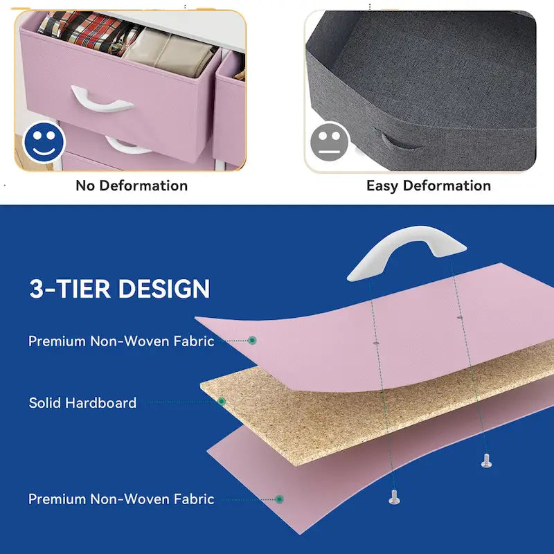 Modern 8-drawers Vertical Fabric Dresser Bedroom Storage Tower